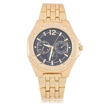 George Men's Watch with Brush Gold Round Case, Gold Dial and Brush Gold ...