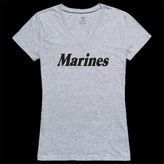 Marines Graphic V-Neck T-Shirt, Heather Gray - Small
