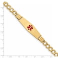 thumbnail image 3 of Bracelet Médical en Or Jaune 14K Forme Diamant Doux Émail Rouge Semi-Solide, 3 of 3