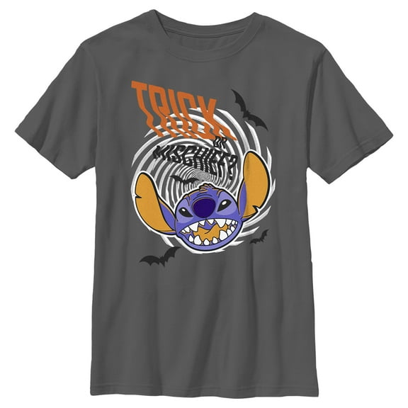 Boy's Lilo & Stitch Trick or Mischief  Graphic Tee Charcoal Small