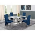 thumbnail image 2 of White Marble 5 piece Dining Set with Silver Stainless Steel Base, 2 of 4