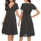 thumbnail image 1 of SAYOO Vestido con cuello en V para mujer con temperamento, falda a media pierna con dobladillo ancho y cintura elástica SAYOO Moda, 1 of 10