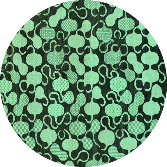 Ahgly Company Indoor Round Abstract Turquoise Blue Modern Area Rugs, 3' Round