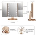thumbnail image 4 of Lighted Makeup Mirror Trifold Vanity Mirror with X/X/X Magnification Natural LED Nights and Touch Screen Batteries and USB Power Supply Adjustable Tabletop Cosmetic Mirror (, 4 of 7