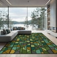 thumbnail image 2 of ODIKA 6'x9' Ultra-Soft Area Rug, Mid Abstract Century Stained Mosaic Retro Hallway School Geometric Flowing None Washable, Bare feet friendly, Silk-Touch for Guest Room, Bedroom, 2 of 7