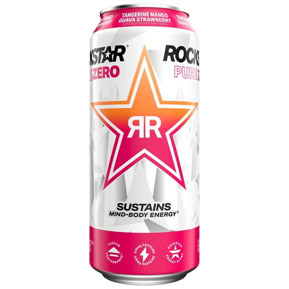 Rockstar Pure Zero Tangerine Mango Guava Strawberry Energy Drink, 16 fl oz Can