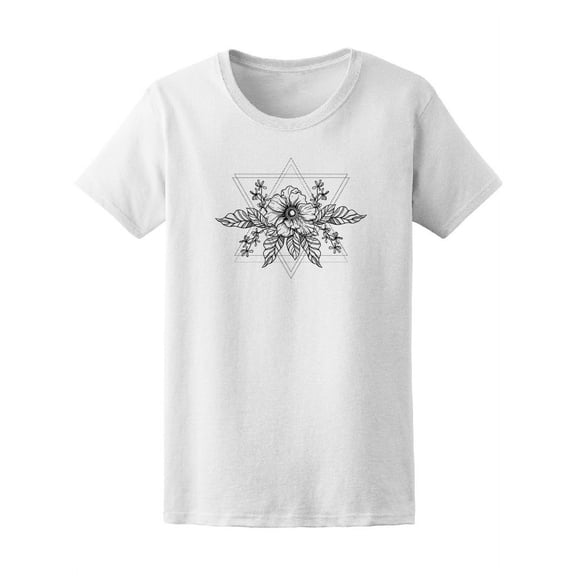 Hand Drawn Roses Star Tee Women's - Women T-Shirt, Medium
