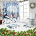 thumbnail image 5 of Winter Snow Bathroom Sets with Shower Curtain and Rugs and Accessories, Snowman Snowflakes Shower Curtain Sets, Reindeer Snowscape Shower Curtains for Bathroom Decor 4 Pcs, 5 of 8