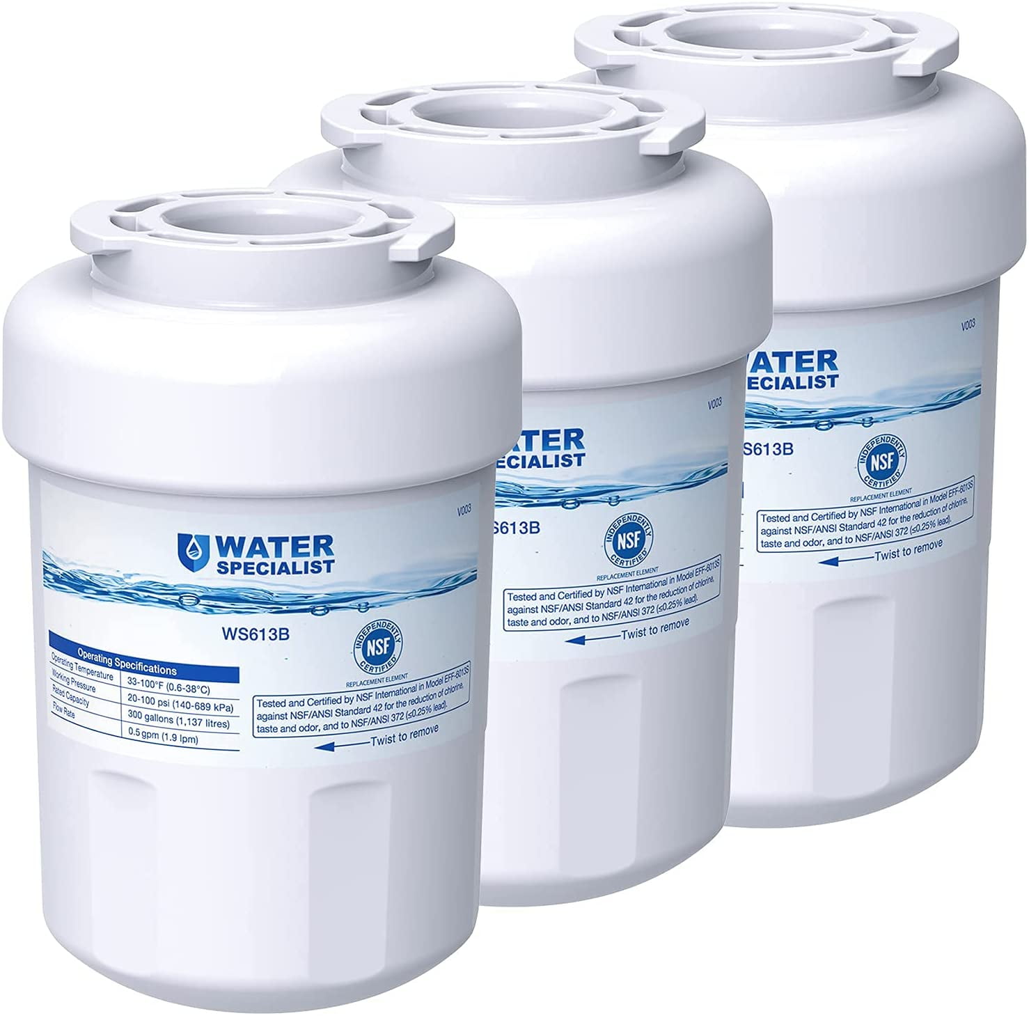 Waterspecialist MWF Refrigerator Water Filter, Replacement for GE® Smart  Water MWFP , MWFA, GWF, HDX FMG-1, WFC1201, GSE25GSHECSS, PC75009, RWF1060,  3 Filters - Walmart.com