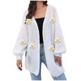 thumbnail image 3 of Winter Coats for Women Fall Sweaters for Women 2025 Women Solid Color Botton Fall And Winter Long Sleeve Cardigan Fashion Coat, 3 of 8
