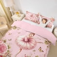 thumbnail image 3 of Castle Fairy Kawaii Ballet Girl Twin Duvet Cover,Flying Butterfly Pink Rose Twin Bedding,Pink Reversible,1 Duvet Cover and 1 Pillowcase, 3 of 6