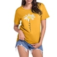 thumbnail image 3 of Trendfront Womens Daisy T-Shirt Flower Graphic Print Tee Crewneck Short Sleeve Summer Loose Fit Casual Pullover Daily Classic Tops, 3 of 8