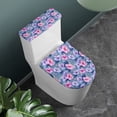 thumbnail image 2 of COEQINE Hibiscus Flower Leaf Toilet Lid Dust Cover 2 Piece Set, Stretchable Easy Installation Breathable Toilet Lid Covers for Bathroom Decor, 2 of 7