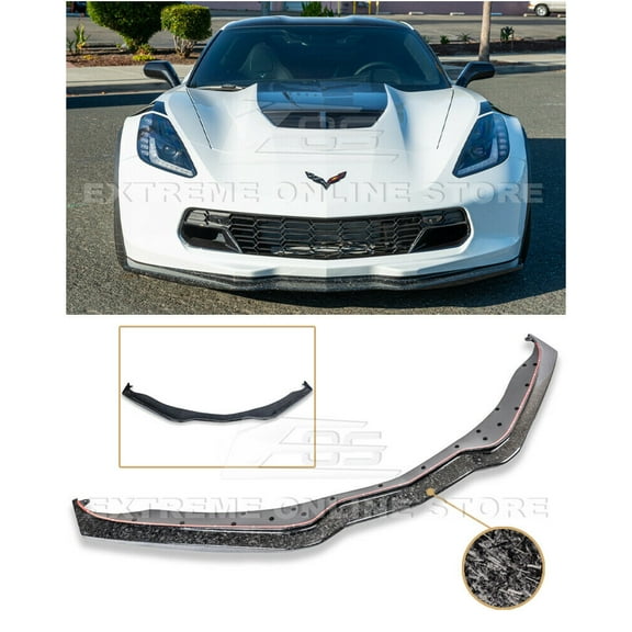 Replacement For 2014-2019 Chevrolet Corvette C7 | Z06 Z07 Stage 2 Style Front Bumper Lower Lip Splitter (Forged Carbon Fiber)