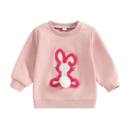 

Suealasg Toddler Girls Easter Clothes 6M 1T 2T 3T Long Sleeve Bunny Embroidery Sweatshirt Tops Casual Spring Pullovers Tops for Baby Girls