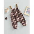 thumbnail image 3 of Franhais Babies Suspender Pants, Patchwork Plaid Pattern Square Collar Button-down Overalls, 3 of 9
