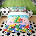 thumbnail image 3 of Erosebridal Letter A Gradient Soccer Ball Print Twin Bedding Sets, Sports Monogram Bedding Comforter Set for Kids Boys and Girls, Reversible 7 Pieces, 3 of 6