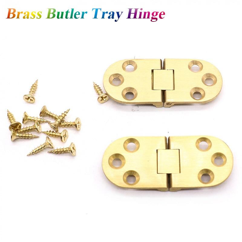 Hot Brass Butler Tray Hinge Round Edge 2-1/2"x1-1/2" With Screws Folding Flap 