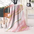 thumbnail image 2 of Pink and Gold Marble Texture Blanket,Comfortable Soft Flannel Throw Blanket,All Season,Warm Lightweight Blankets for Sofa Bed Couch Living Room Chair,60"x80"(150x200cm), 2 of 4