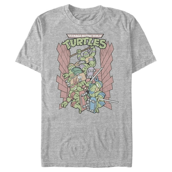 Men's Teenage Mutant Ninja Turtles Brick Jump Graphic Tee Athletic Heather X Large