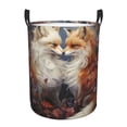 thumbnail image 1 of Balery Romantic Flower Fox Couple Cesta de ropa redonda con asas, impermeable, independiente, para ropa, juguetes, dormitorio y familia-Medium, 1 of 6