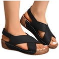 thumbnail image 3 of Bmisegm Sandales pour Femmes d'Été Rétro Unies en Cuir à Talon Compensé Épais à Semelle Épaisse Grande Pointure Sandales pour Femmes d'Été Noir 8, 3 of 9