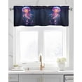 thumbnail image 2 of Purple Ombre Jellyfish Linen Curtain Valance for Bedroom/Bathroom/Kitchen/Office/Living/Dining Room Window,Ocean Coastal Nautical Jellyfish Rod Pocket Topper Decorative Cafe Drapes Panel 60"x18", 2 of 6