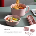 thumbnail image 2 of 1 Set Simple Bento Bowl Pretty Wheat Straw Bowl with Lid and Table Ware, 2 of 9