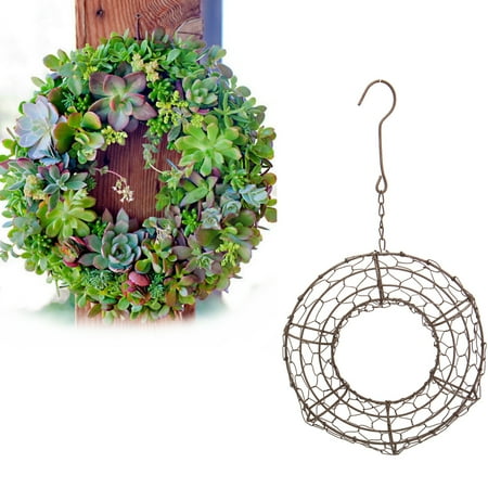 Round Circle Iron Flowers Hanging Planter Pot Flowerpot Wire Wreath For Succulent Plant Home