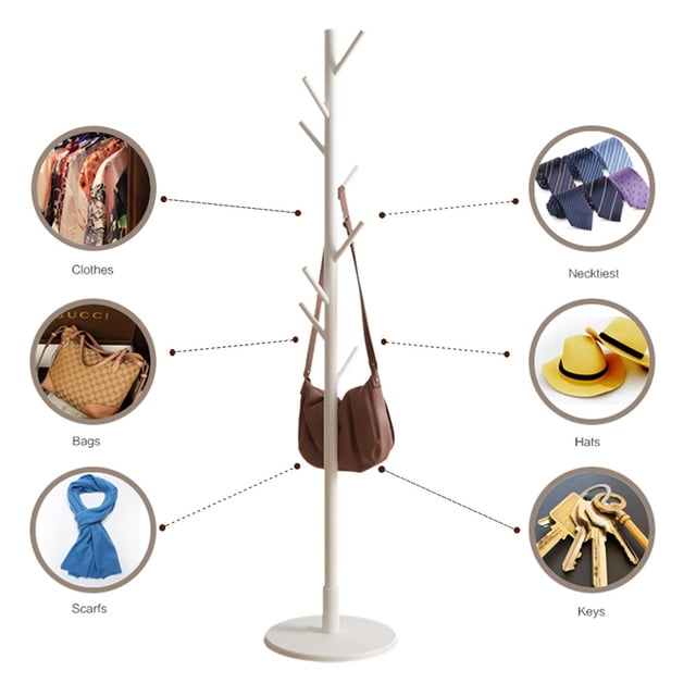 Wooden Hanger Standing Coat Rack for Home Furniture, Round Base Clothes Tree Rack Home Furniture Clothes Round Base Rack