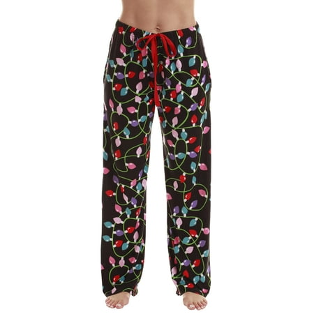 

Just Love Fleece Pajama Pants for Women Sleepwear PJs (Black Xmas Lights - Hacci Fabric Medium)