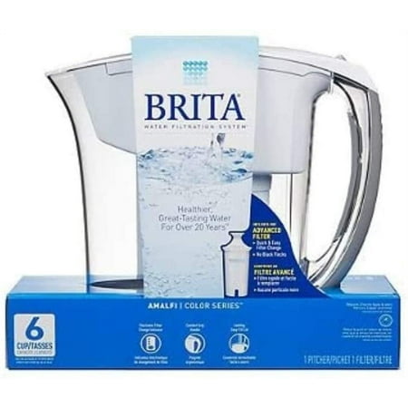 Brita 6-Cup Amalfi Pitcher up to 40 gallons of water White