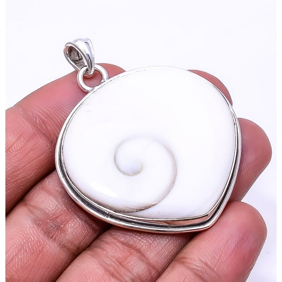 Shiva Eye Shell-Turkey 925 Sterling Silver Pendant 2.03", Off White Shiva Eye Shell Pendant P_9362_373_7, New Year Sale, Valentin's Day Gift