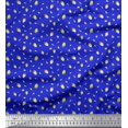 thumbnail image 1 of Soimoi Blue Poly Georgette Fabric Oaknut & Oak Leaves Fabric Prints by Yard 52 Inch Wide, 1 of 5