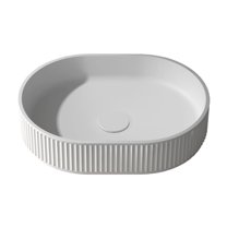 Ruvati 19 x 14 inch Fluted Vessel Bathroom Sink Solid Surface Modern Matte White