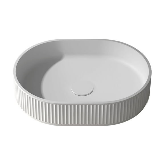 Ruvati 19 x 14 inch Fluted Vessel Bathroom Sink Solid Surface Modern Matte White