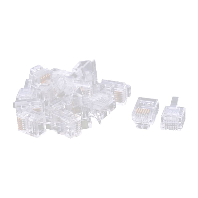 Unique Bargains Plastic Housing 6P6C RJ12 Network Cable Crimp Connector Clear 16 PCS