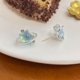 thumbnail image 5 of Pendientes de estrella dulce de cinco puntas con diseño de océano azul, pendientes de botón para niña con cielo estrellado de hielo, 5 of 5