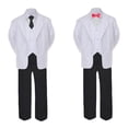 thumbnail image 2 of 6pc  Boy Formal Necktie Black & White Suit Set Satin Bow tie Baby Sm-20 Teen, 2 of 4
