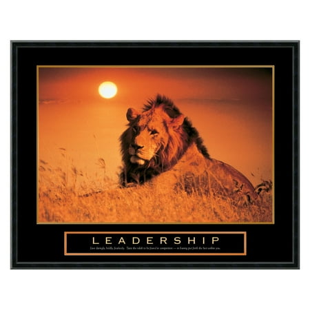 Leadership - Lion Framed Wall Art - 29.02W x 23.02H in.