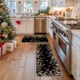 thumbnail image 5 of Sm:)e Black and White Holly Leaf Snowflake Christmas Kitchen Rugs and Mats, 17x29Inch and 17x47 Inch, Non Slip Linen Mat Inside Washable for Porch Patio Hallway, 5 of 7