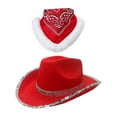 thumbnail image 5 of Christmas Cowboy Hat Big Brim Cap for Women Men Gift Santa Claus Western Hat B, 5 of 8
