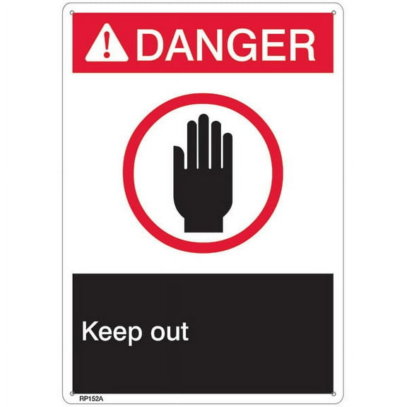ANSI Z535 Rigid Plastic "Danger Keep Out" Sign, 7" x 10" (52 Units)