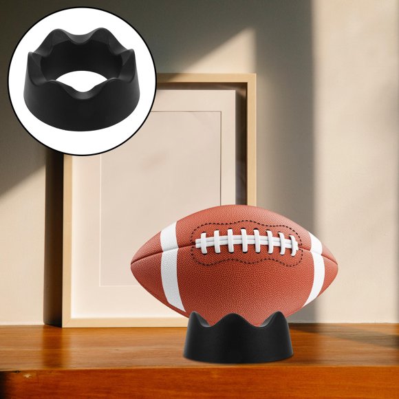 COMPUKAS Soporte Para Pelotas De Rugby Y De Fútbol En Plástico Negro Con Base Redonda Estable