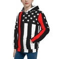 thumbnail image 2 of Pofeuu Firefighters USA Flag Print Teenage Zipper Hoodie Sweatshirts Hooded Casual Jackets With Pocket For Boys Girls-Small, 2 of 6