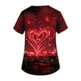 thumbnail image 5 of Garbnen Happy New Year Print Scrub Shirts for Women Plus Size Stretch V Neck Short Sleeve Woman's Shirts Xmas Valentine's Day Holiday Prints Nurse Uniforms, 5 of 6