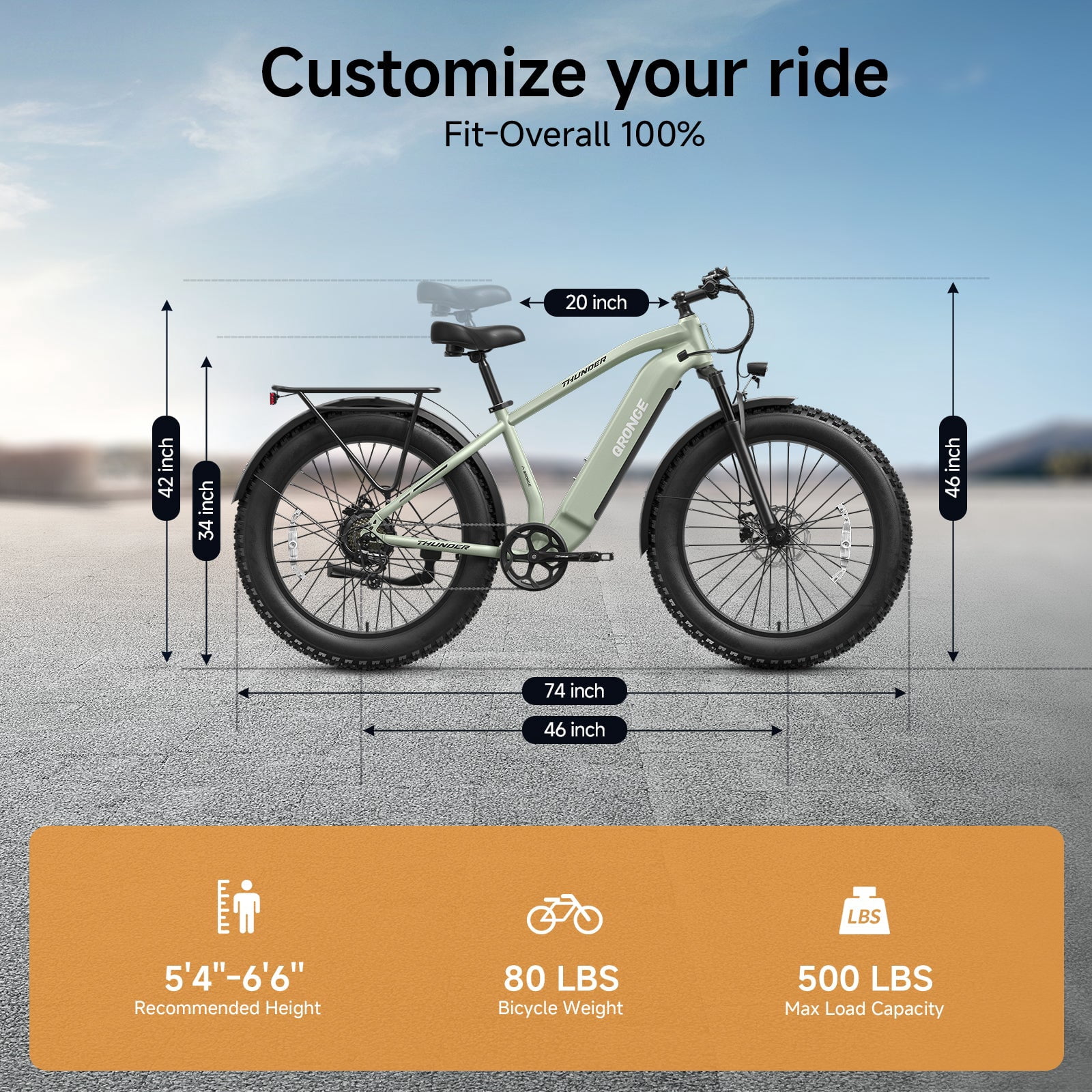 Qronge 26" Electric Bikes for Adults 1800W Peak 70Miles Max Range Fat Tire Ebike 28 mph Top Speed 48V 15AH Battery E-Mountain Bikes, UL2849 by SGS
