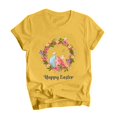 thumbnail image 1 of Pxiakgy Liquidation! T-Shirt de Pâques pour Femmes, Graphique Lapin, Drôle, Imprimé Lettre, Manches Courtes, Col Rond, Jaune S, 1 of 3