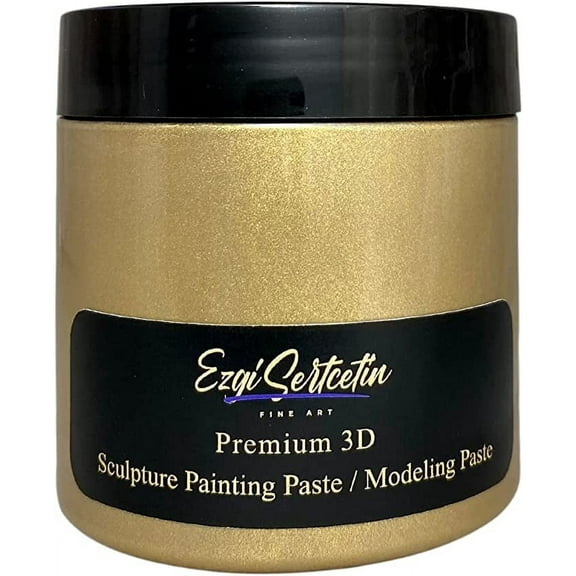 3D Sculpture Painting Paste|Modeling Paste|Decorative Plaster|Ready to Use|Unique Metallic Pearl and Neon Colors|Ideal for Artwork|Stencil|Flowers|Texture and Art Relief|6 oz|Gold