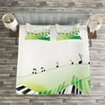 thumbnail image 3 of Ambesonne Music Quilted Bedspread Set 3 Pcs, Piano Keys Green Curvy, Queen Size, Lime Green Black White, 3 of 3